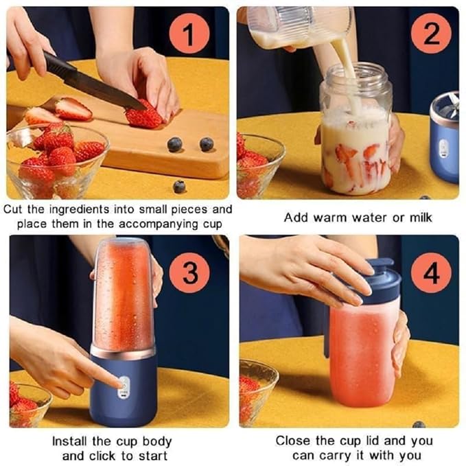 Portable Blender Electric Juicers Fruit Mixers USB Rechargeable Smoothie Mini Personal Juicer 6 Blades 3Gears With 1500 Mah Rechargeable Battery-Smoothie Blender