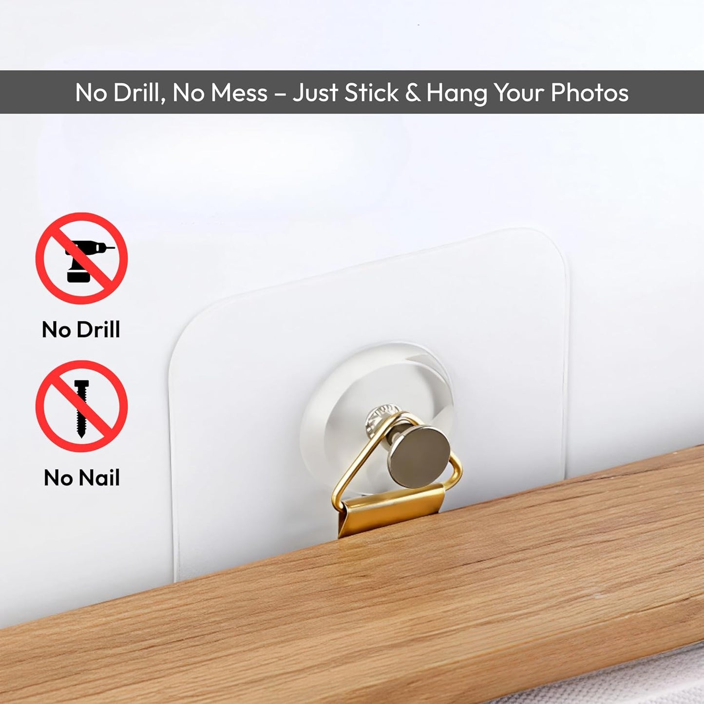 Photo Frame Hooks (PACK OF 20) for Wall Without Drilling, Self Adhesive Hooks for Wall