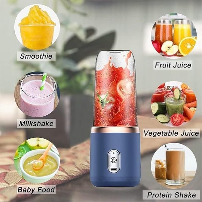 Portable Blender Electric Juicers Fruit Mixers USB Rechargeable Smoothie Mini Personal Juicer 6 Blades 3Gears With 1500 Mah Rechargeable Battery-Smoothie Blender