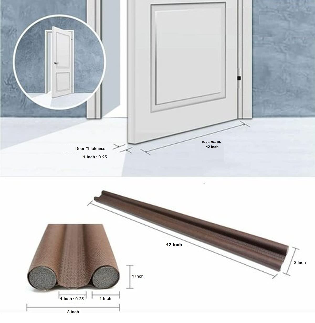 Pack of 3 Door Bottom Sealing Strip /Guard 120 GSM (42 Inches)