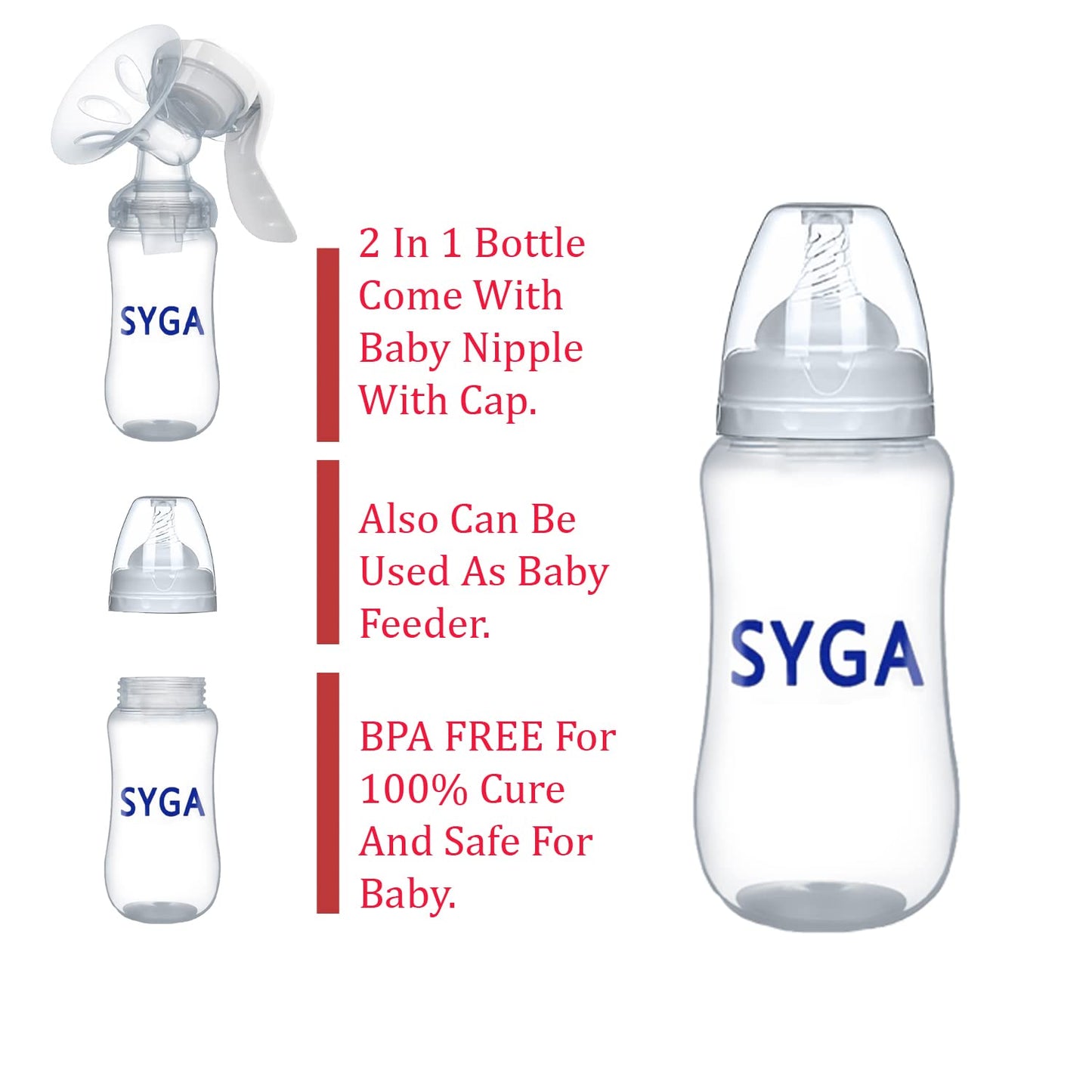 SYGA Manual Breast Pump with Lid for Breastfeeding