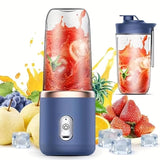 Portable Blender Electric Juicers Fruit Mixers USB Rechargeable Smoothie Mini Personal Juicer 6 Blades 3Gears With 1500 Mah Rechargeable Battery-Smoothie Blender