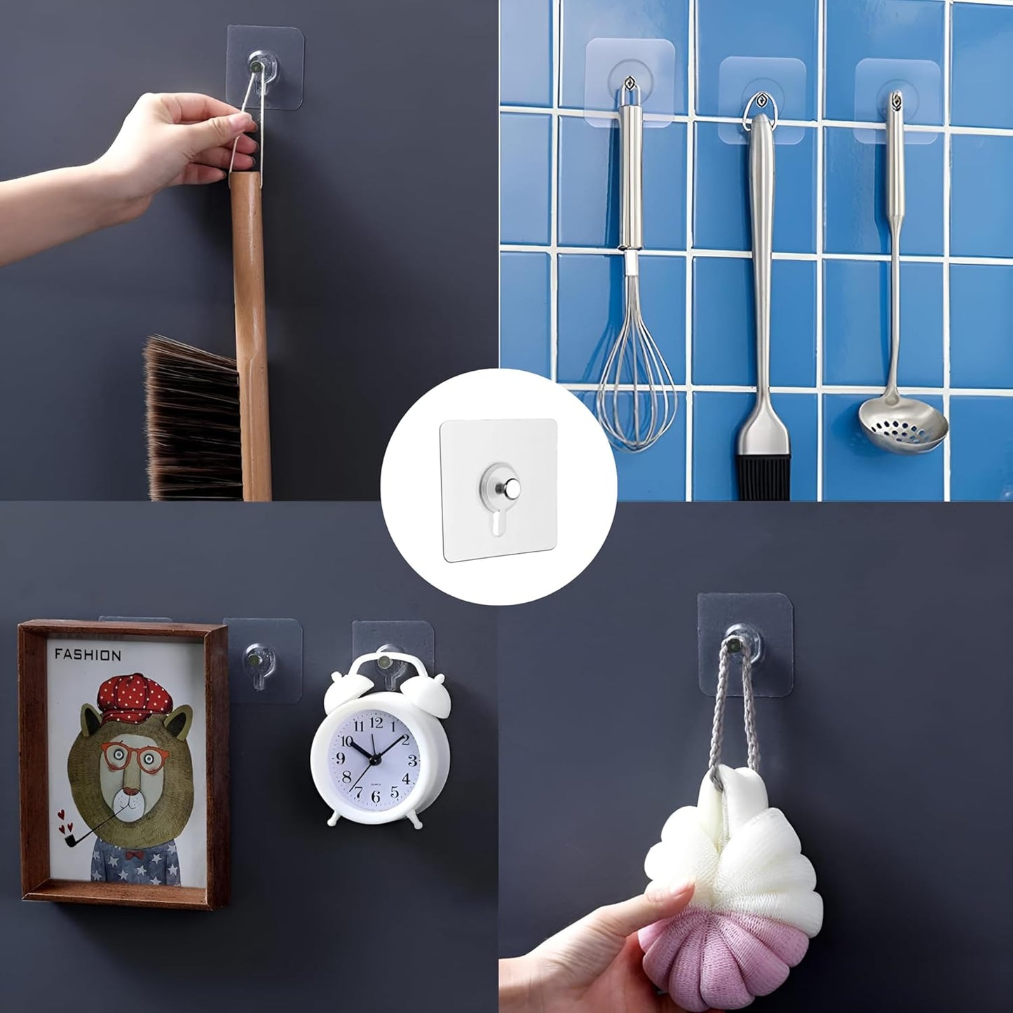 Photo Frame Hooks (PACK OF 20) for Wall Without Drilling, Self Adhesive Hooks for Wall