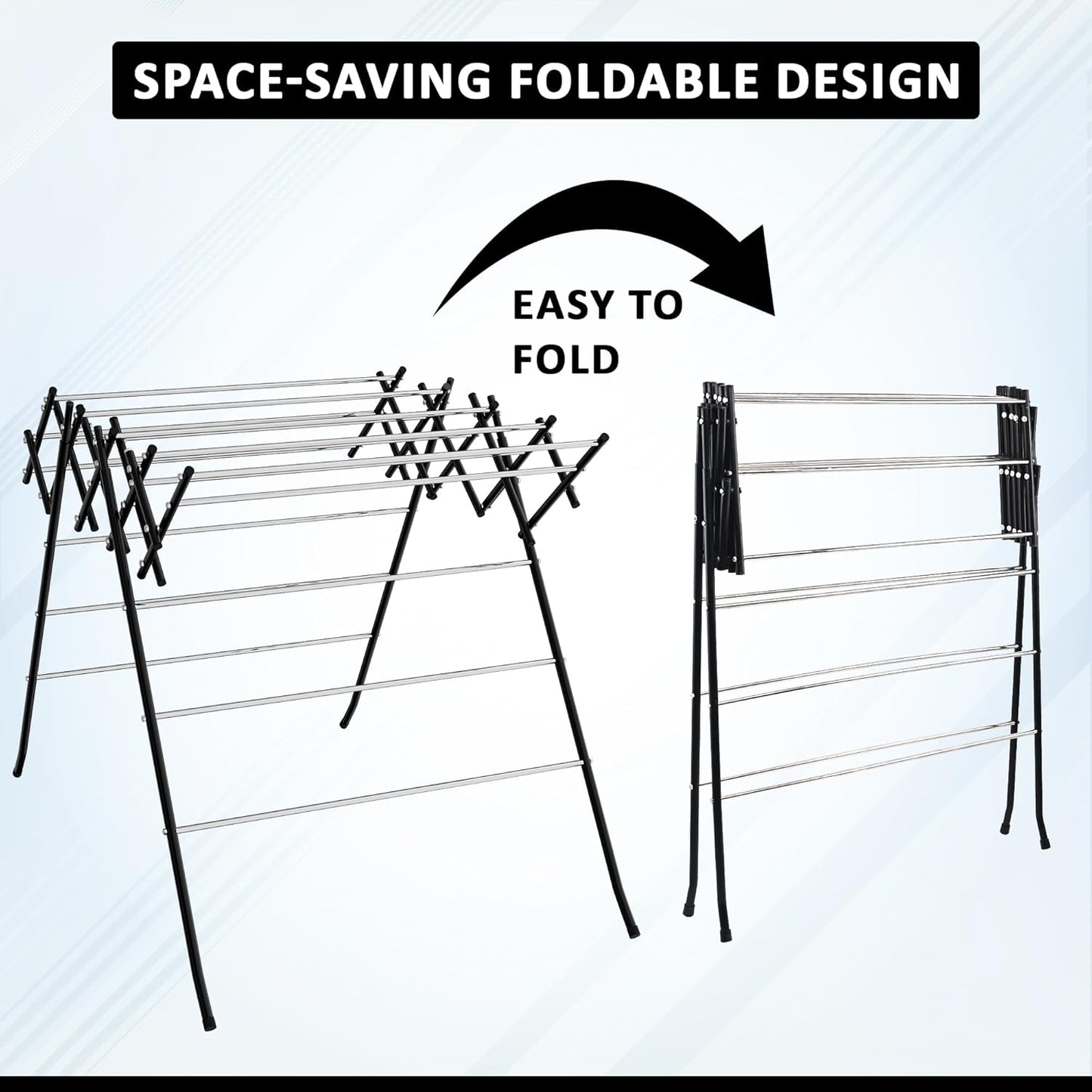 Stainless Steel Foldable Cloth Drying Stand for Balcony