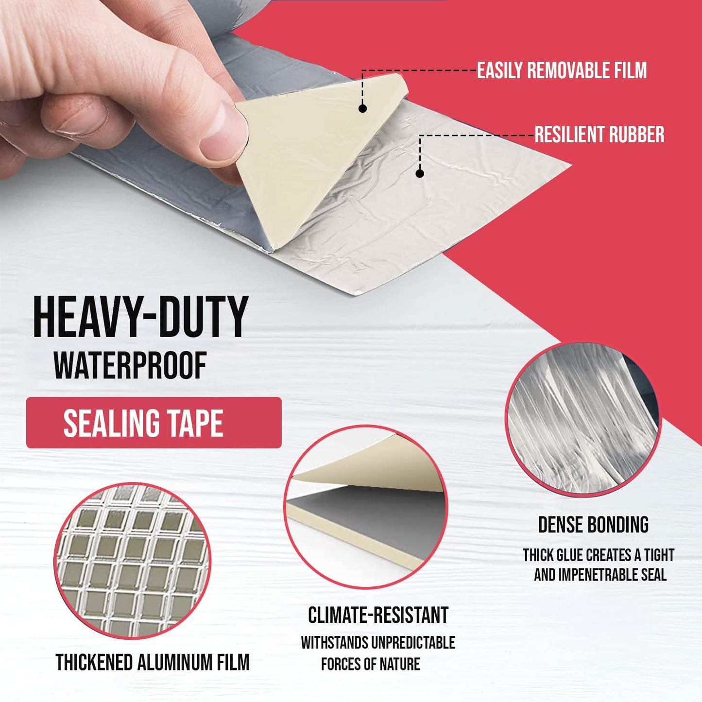 Aluminum Waterproof Repair Tape for Pipe Leakage Roof Water Solution | Adhesive Sealing
