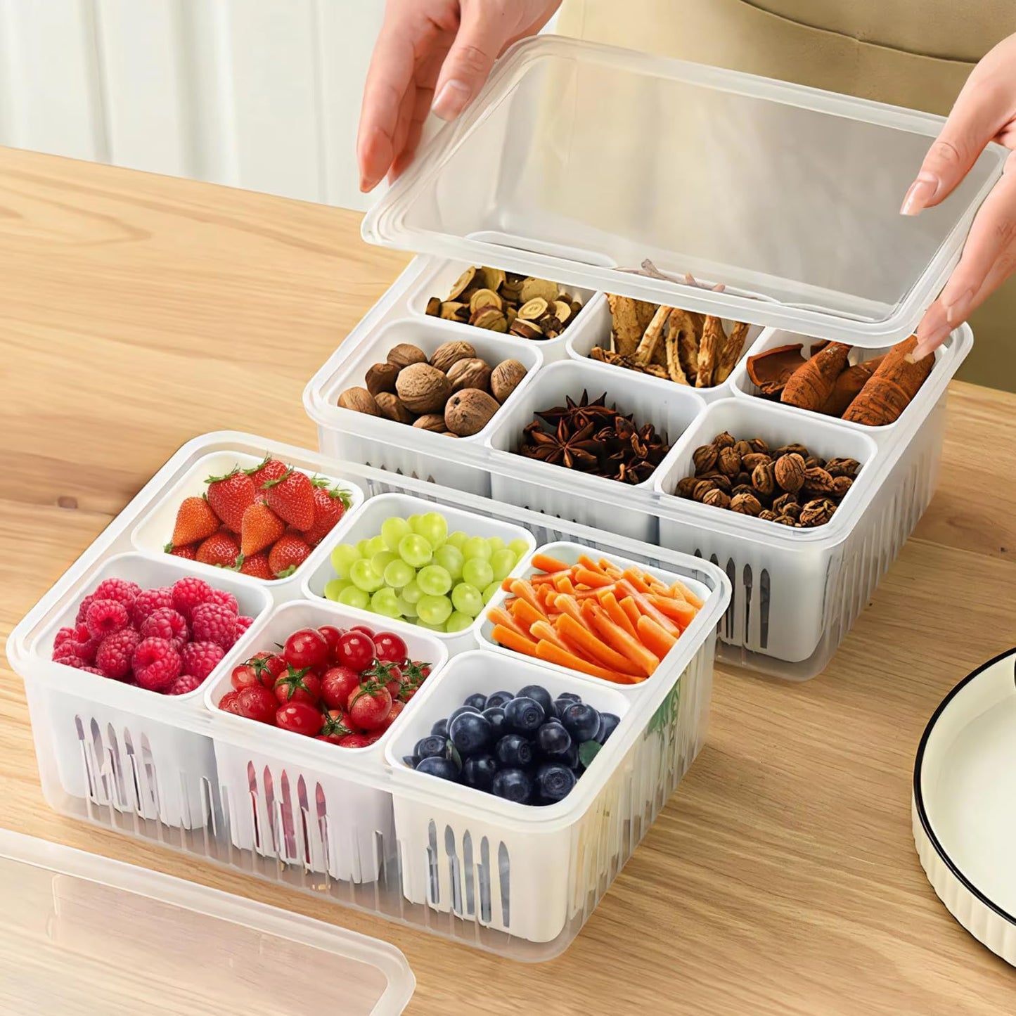 Fridge Storage Boxes Freezer Storage Containers (1 PIC (6 GRID))