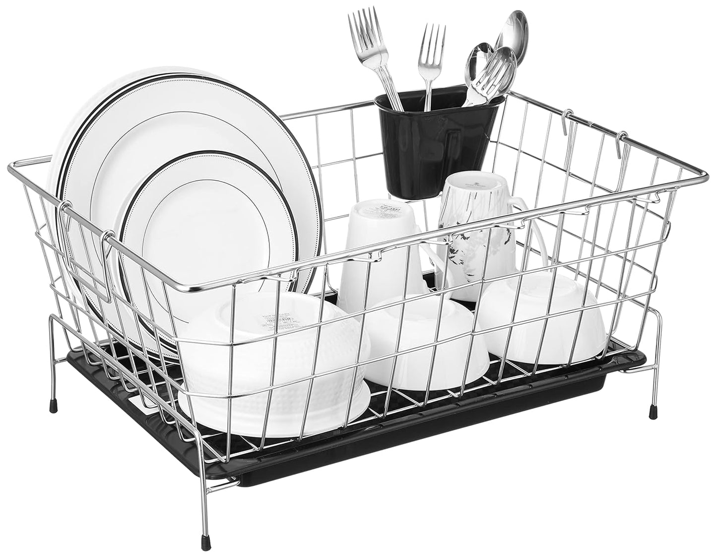 Stainless Steel Dish Drainer with Drain Tray + Cutlery Stand