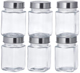 Square Glass Storage Containers | Set Of 6 | 310 ml Each | Transparent