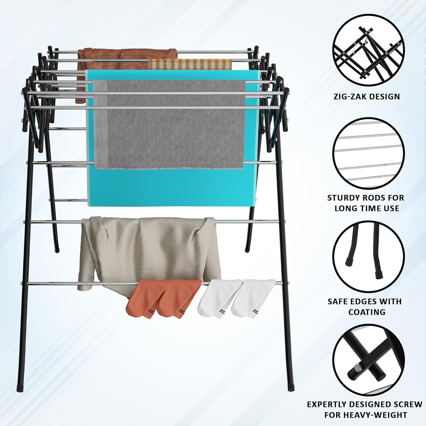 Stainless Steel Foldable Cloth Drying Stand for Balcony