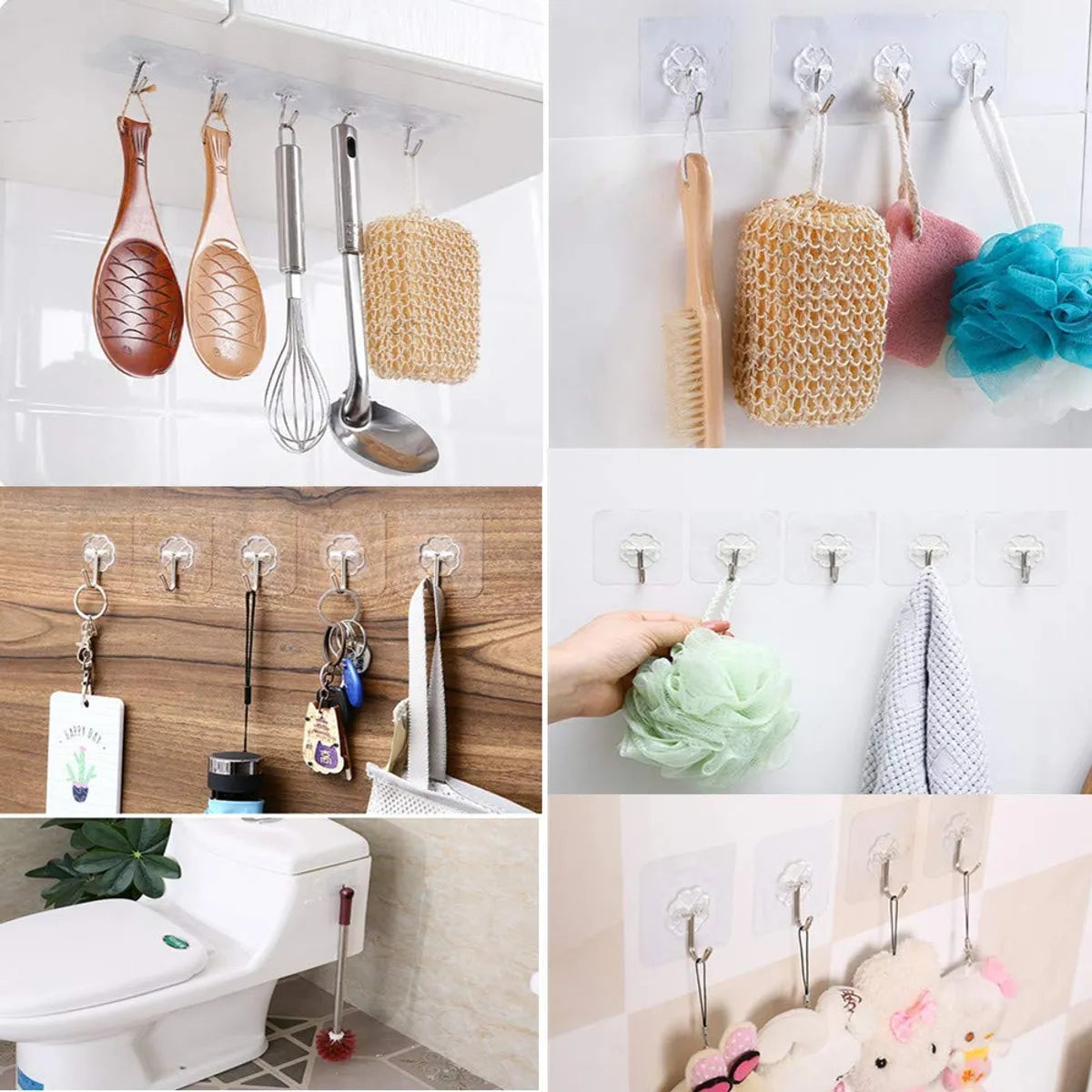 Buy 20 And Get 20 Free Wall Hooks, Heavy Duty Sticky Hooks for Hanging, Waterproof Transparent Adhesive Hooks for Wall (20SCREW+20HOOK)